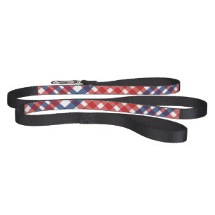 Red White and Blue Gingham Plaid Pet Leash