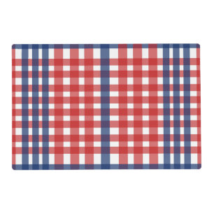 Red White and Blue Gingham Plaid Placemat