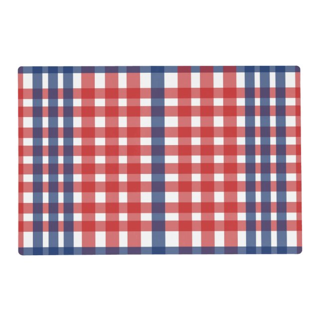 Red White and Blue Gingham Plaid Placemat (Front)