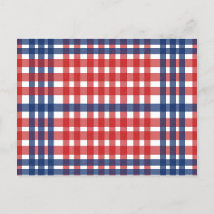 Red White and Blue Gingham Plaid Postcard