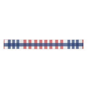 Red White and Blue Gingham Plaid Satin Ribbon