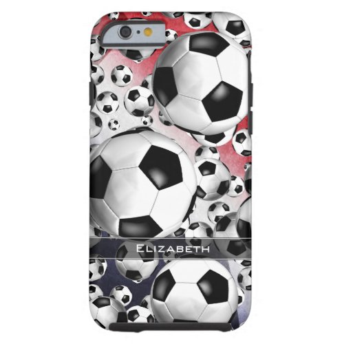 red white and blue girls soccer balls everywhere tough iPhone 6 case