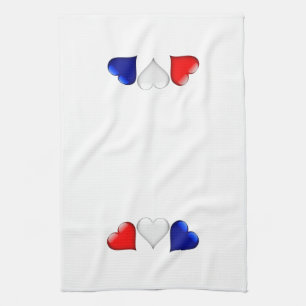 Red, White, and Blue Glass Hearts Kitchen Towel