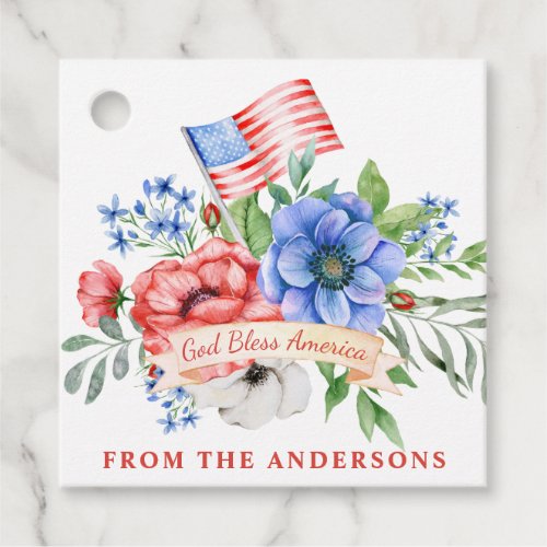 Red White and Blue  God Bless America  Favor Tags