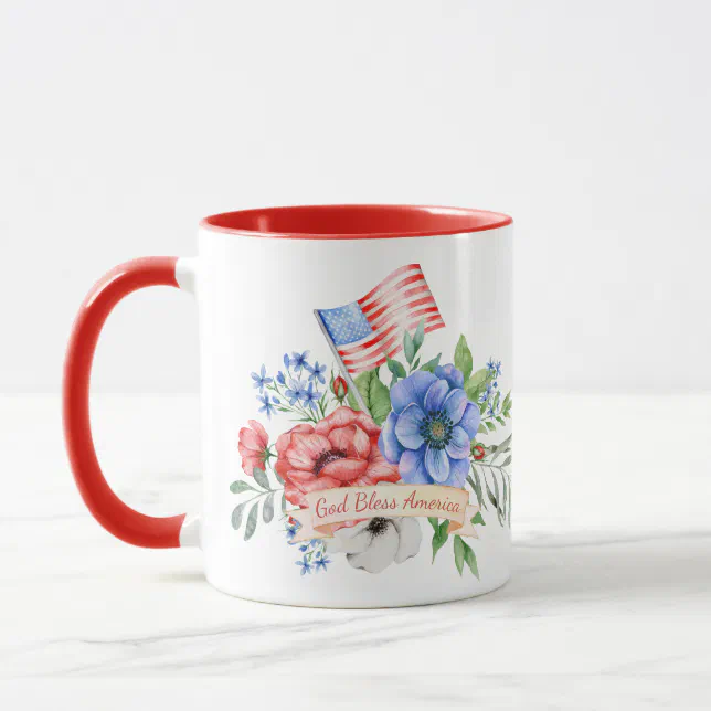 Red White and Blue | God Bless America Mug (Left)