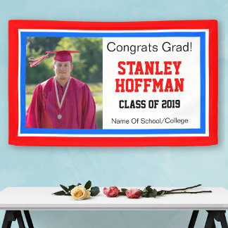 Red White and Blue Grad One Photo Banner