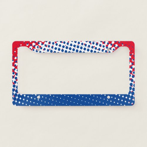 Red White And Blue Gradient Polka Dot Pattern License Plate Frame