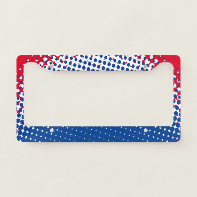 Red White And Blue Gradient Polka Dot Pattern License Plate Frame (Front)
