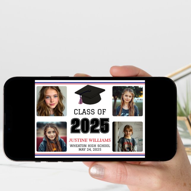 Red, White, and Blue Graduation  Announcement (Front Digital)