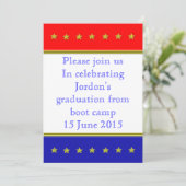 Red, white and blue graduation invitation (Standing Front)