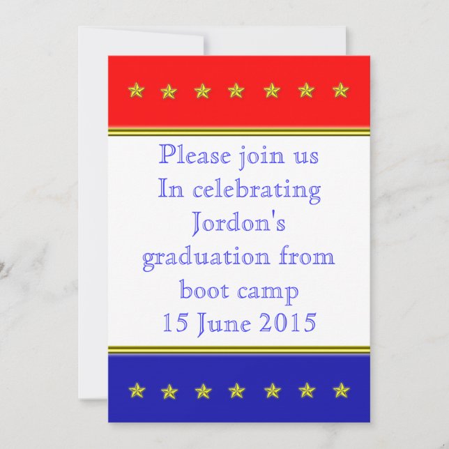 Red, white and blue graduation invitation (Front)