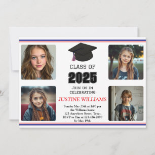Red, White, and Blue Graduation Invitation