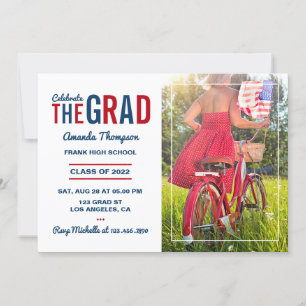 Red, White and Blue Graduation Party Invitation