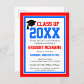 Red White and Blue Graduation Party Invitation Postcard (Front/Back)