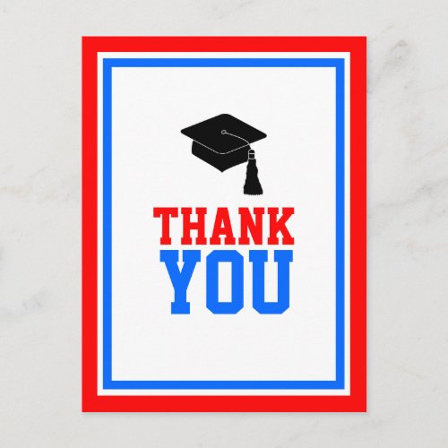 Red White and Blue Graduation Party Thank You Postcard