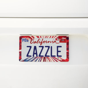 Red, White and Blue Graphic Fireworks License Plate Frame