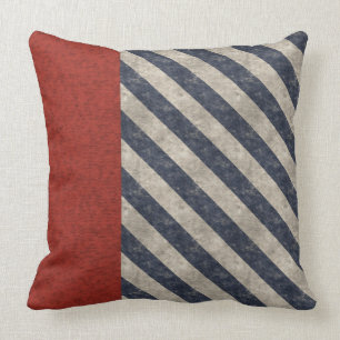 Red White and Blue Grunge Americana Throw Pillow