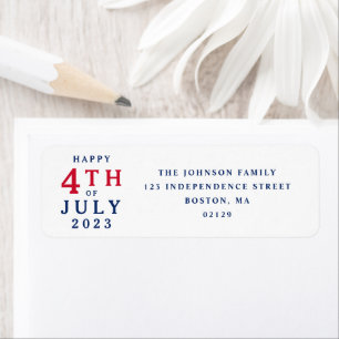 Red White And Blue Happy 4th Of July Address Label