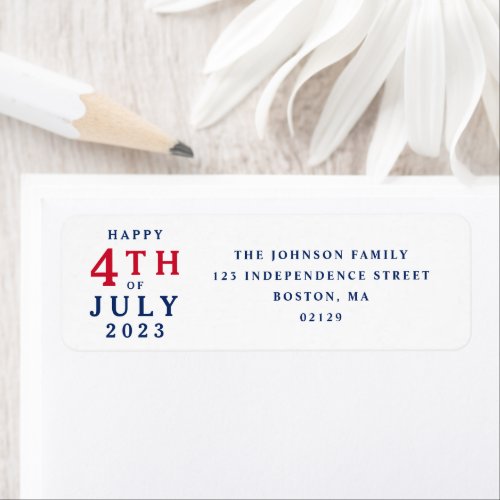 Red White And Blue Happy 4th Of July Address Label