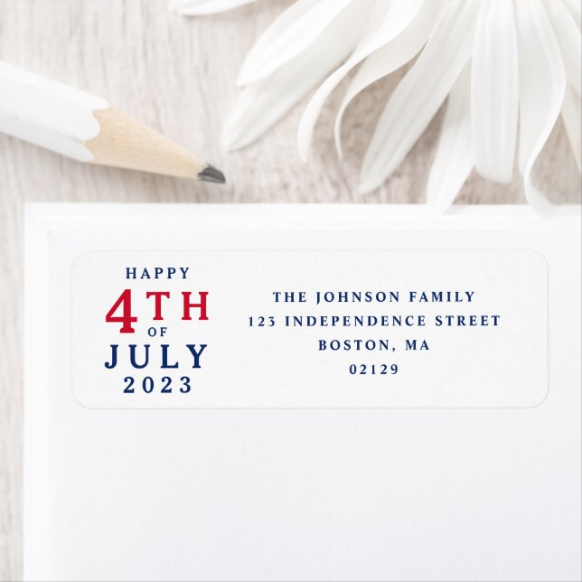 Red White And Blue Happy 4th Of July Address Label (Insitu)