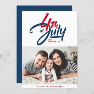 Red, White and Blue Happy Independence Day Photo Holiday Card