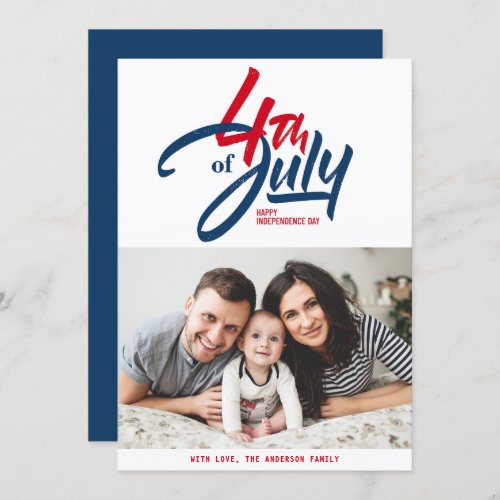 Red White and Blue Happy Independence Day Photo Holiday Card