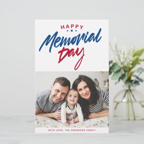 Red White and Blue Happy Memorial Day Photo Card