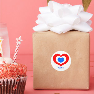Red, White and Blue Hearts Classic Round Sticker