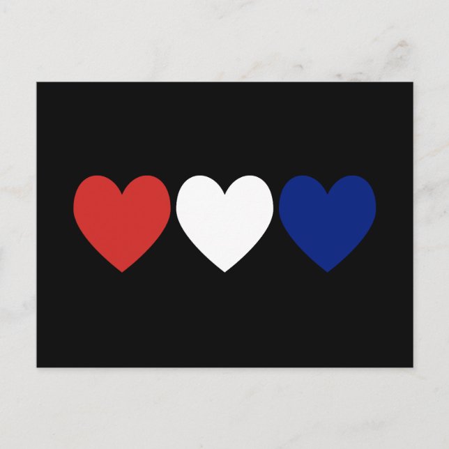 Red White and Blue Hearts Postcard (Front)