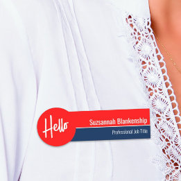 Red White and Blue Hello Custom  Name Tag