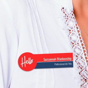 Red White and Blue Hello Custom Name Tag