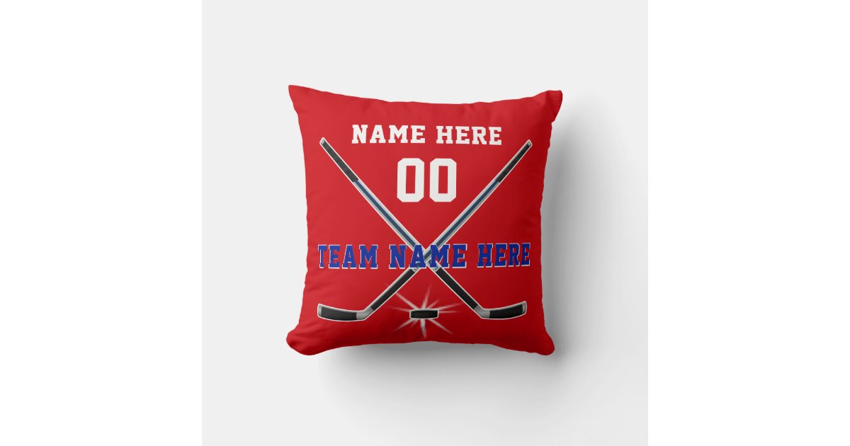 Red White and Blue Hockey Gift Ideas Hockey Pillow