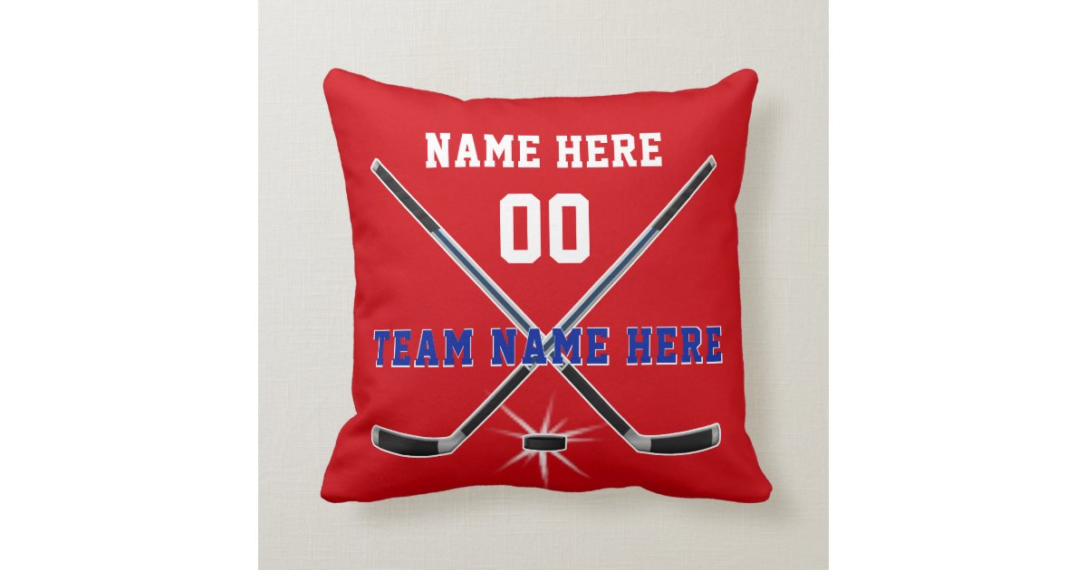 Red White And Blue Hockey Gift Ideas Hockey Pillow Zazzle Com