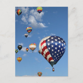 Red, White and Blue Hot Air Balloon Postcard