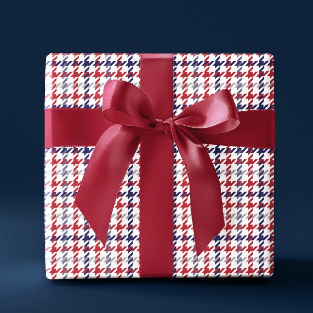 Red White and Blue Houndstooth Pattern Wrapping Paper (Creator Uploaded)