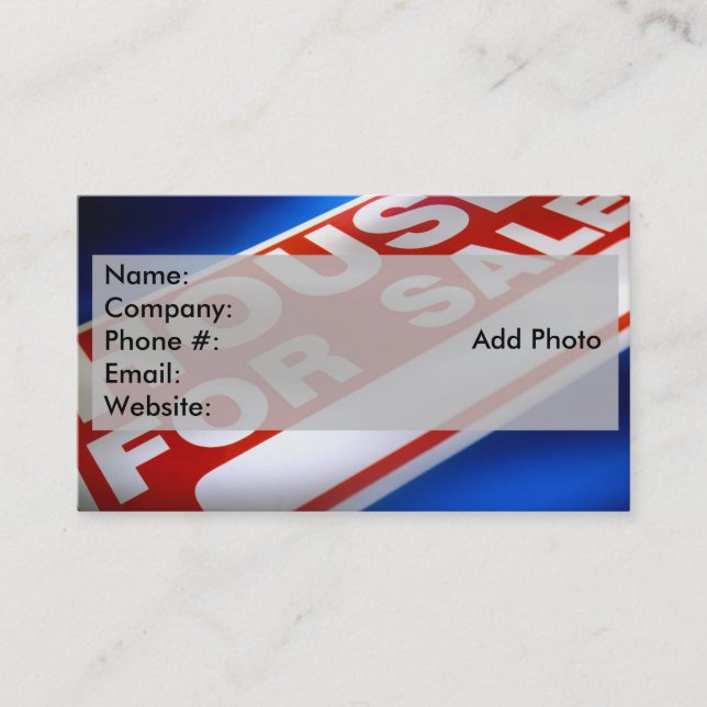 Red, White and Blue House For Sale Real Estate Business Card (Front)