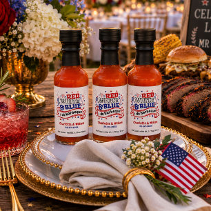 Red White and Blue i do BBQ Couple Bridal shower Hot Sauces