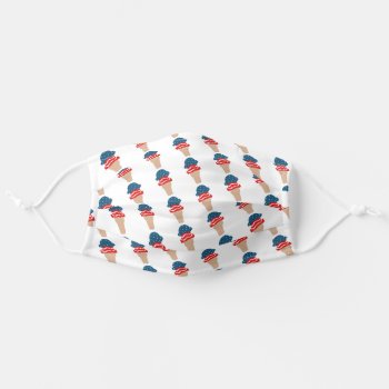 Red White And Blue Ice Cream Cones Adult Cloth Face Mask by identica at Zazzle