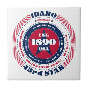 Red, White, and Blue Idaho Ceramic Tile
