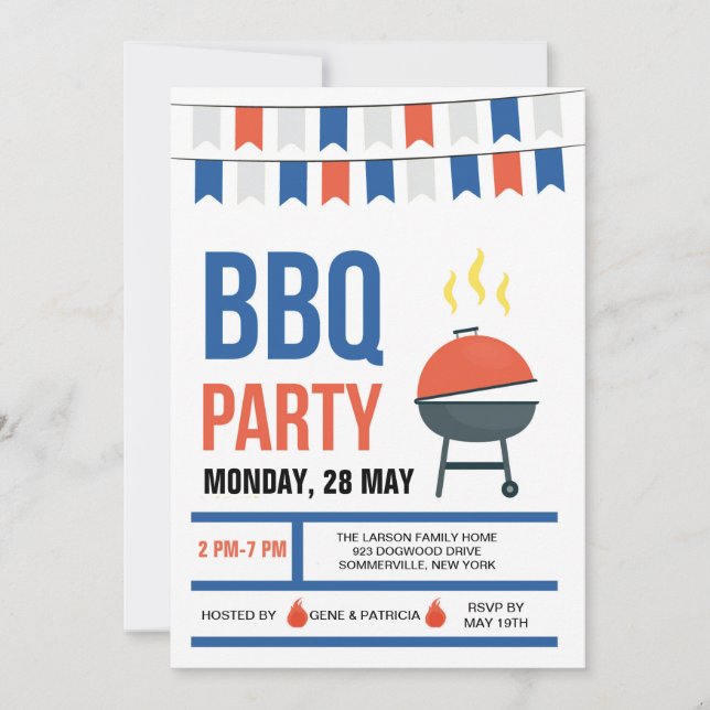 Red White and Blue Invitation (Front)