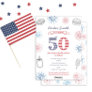 Red White And Blue Joint 50th Birthday Party Invitation