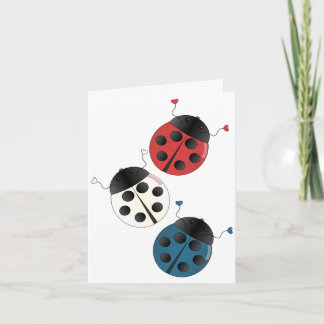 Red White and Blue Ladybugs Card