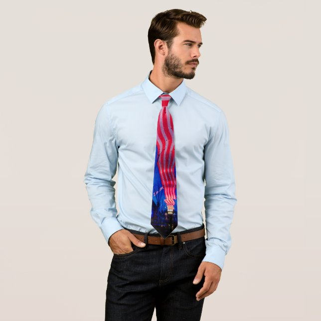 Red White and Blue Las Vegas Neck Tie (In Situ)