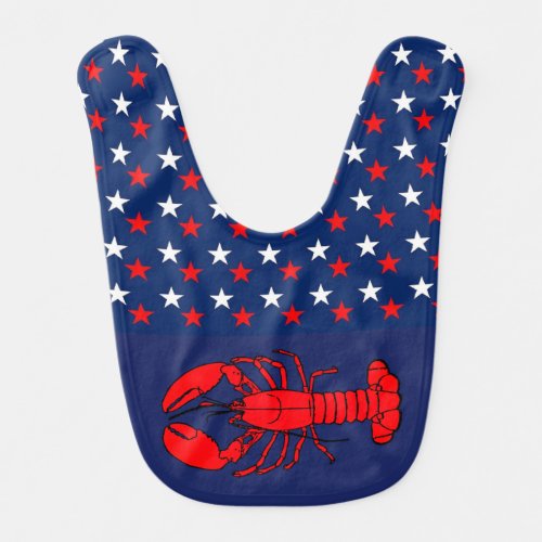 Red White and Blue Lobster   Bib