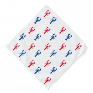 Red white and blue lobster pattern Patriotic dog Bandana