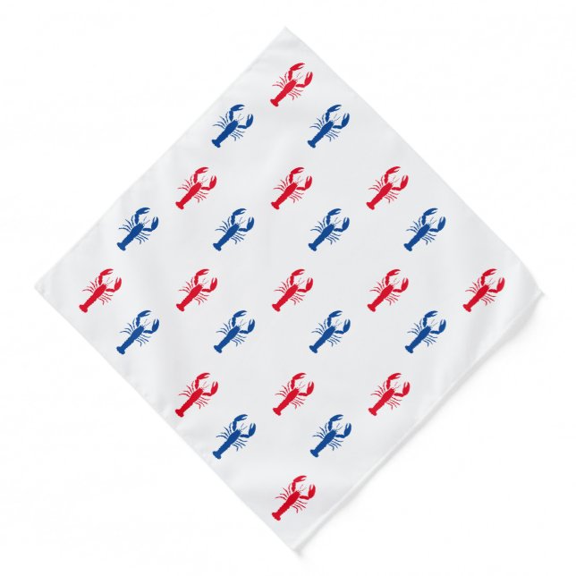 Red white and blue lobster pattern Patriotic dog Bandana (Front)