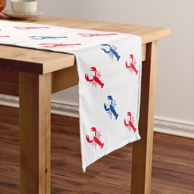 Red white and blue lobster pattern Patriotic Medium Table Runner (In Situ)