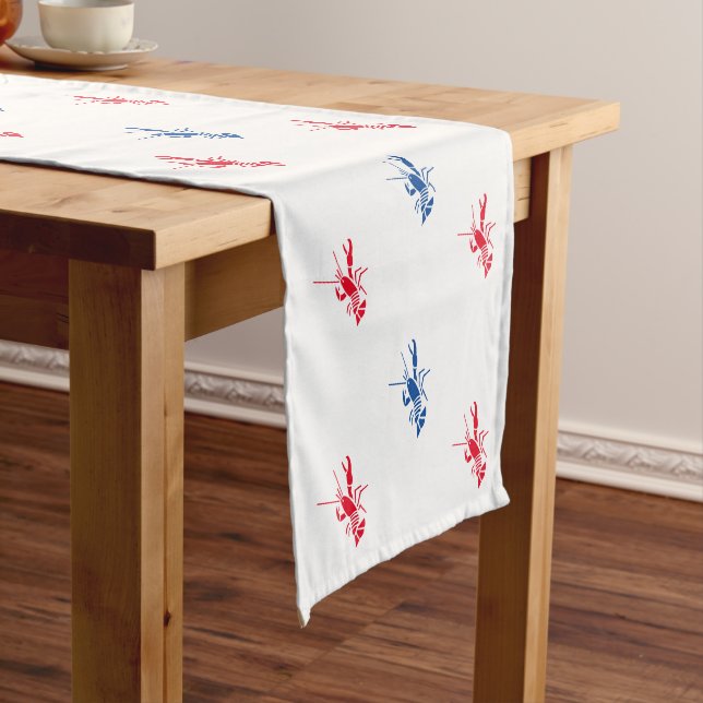 Red white and blue lobster pattern Patriotic Medium Table Runner (In Situ)