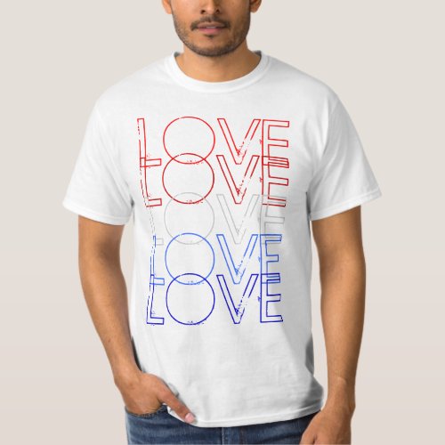Red White and Blue Love T_shirt Made in the USA T_Shirt