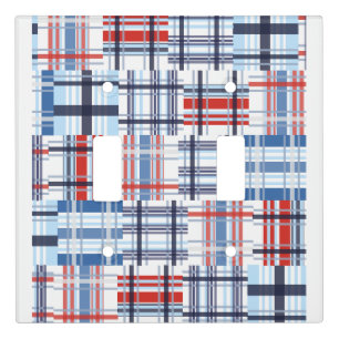Red, White and Blue Madras Light Switch Cover